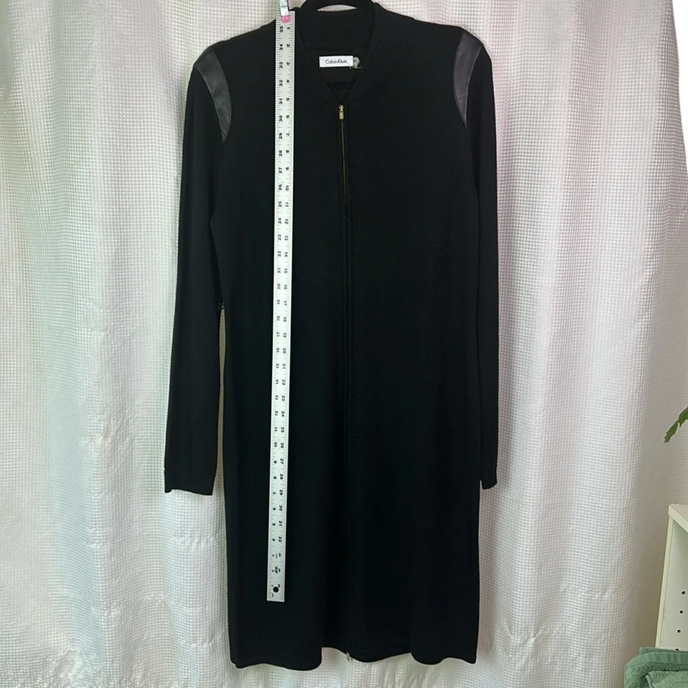 Calvin Klein Black Knit Dress with Gold Zipper, Size XL - Picture 2 of 14